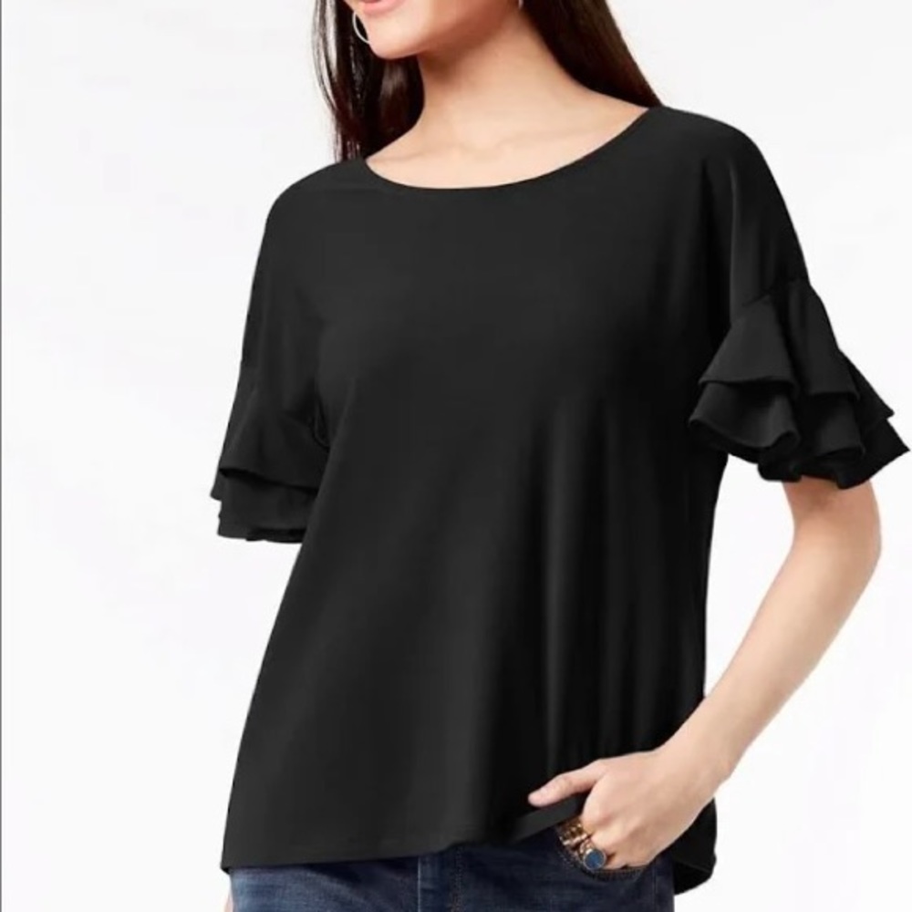 INC International Concepts black ruffle sleeve blouse - NWT 2X